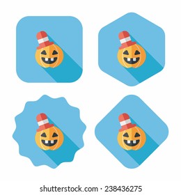 pumpkin flat icon with long shadow,eps10