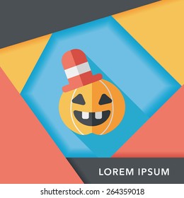 pumpkin flat icon with long shadow,eps10