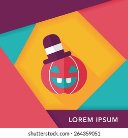 pumpkin flat icon with long shadow,eps10