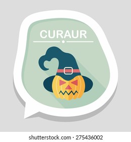 pumpkin flat icon with long shadow,eps10