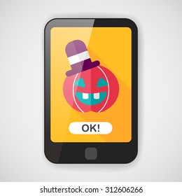 pumpkin flat icon with long shadow,eps10
