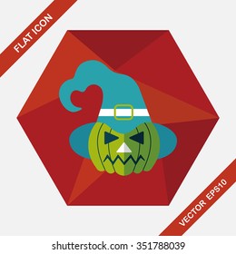 pumpkin flat icon with long shadow,eps10