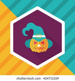 pumpkin flat icon with long shadow,eps10
