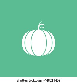 Pumpkin Flat Icon On Green Background