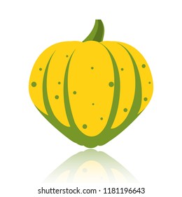 Pumpkin flat icon. Sign of halloween. Thanksgiving pictogram collection fall farm harvest, closeup squash, vegetable. Simple pumpkin cartoon colorful icon symbol isolated on white. Vector Illustration