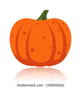 Pumpkin flat icon. Sign of halloween. Thanksgiving pictogram collection fall farm harvest, closeup squash, vegetable. Simple pumpkin cartoon colorful icon symbol isolated on white. Vector Illustration