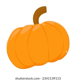 Pumpkin flat icon. Sign kit of halloween. Thanksgiving pictogram collection farm harvest, closeup squash, vegetable. Simple pumpkin cartoon colorful icon symbol isolated white Vector Illustration