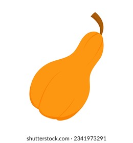 Pumpkin flat icon. Sign kit of halloween. Thanksgiving pictogram collection farm harvest, closeup squash, vegetable. Simple pumpkin cartoon colorful icon symbol isolated white Vector Illustration
