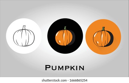 Pumpkin flat icon vector. Isolated objects. Vector illustration. Simple vector for Graphic design. Healthy Life-style, balance diet food and nutrition diet, Halloween concept. 