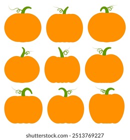 Iconos planos de la calabaza fijados en un fondo blanco
