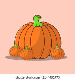 Iconos planos de calabaza ilustración vectorial