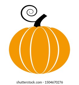 Pumpkin flat single icon. Halloween symbol of fear and danger. Black spooky decorative element. Vector illustration isolated on white background