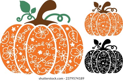 Pumpkin Floral Fall Autumn Thanksgiving , Wild Flowers Leaves 
