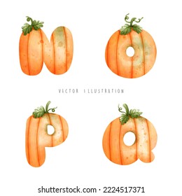Pumpkin font, Alphabet, vector illustration