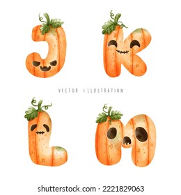 Pumpkin font, Halloween Alphabet, vector illustration