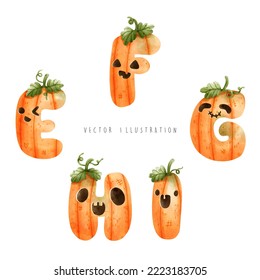 Pumpkin font, Halloween Alphabet, vector illustration