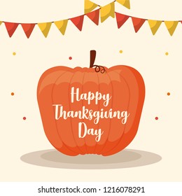 pumpkin food for thanksgiving day with garlands