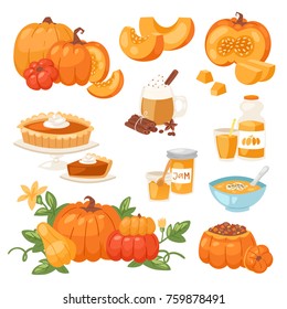 Pumpkin food vector soup  cake  pie meals organic healthy autumn food delicious harvest time seasona pumpkin illustration