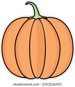 pumpkin, food, vegetable, orange, illustration, halloween, autumn