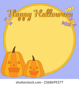 pumpkin frame for halloween night, vector illustration