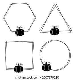 Pumpkin frame. Pumpkin Monogram Frame. Happy Halloween. Vector illustration. Isolated on white background. Good for posters, t shirts, postcards.