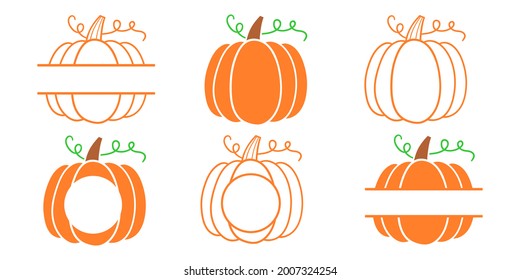 Pumpkin frame. Pumpkin Monogram Frame. Happy Halloween. Vector illustration. Isolated on white background. Good for posters, t shirts, postcards.