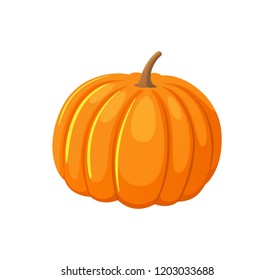 Pumpkin fresh rounded vegetable icon isolated vector. Harvesting autumnal period full of harvested fruits and food. Thanksgiving symbol of holiday