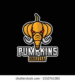 Pumpkin fruit becomes the logo's elephant mascot. happy halloween.