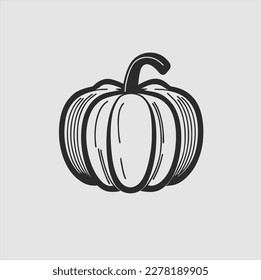 Pumpkin fruit icon, cute pumpkin fruit vector illustration, halloween party logo icon