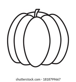 pumpkin fruit icon over white background, line style, vector illustration