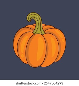 pumpkin fruit with outline in flat vector design.