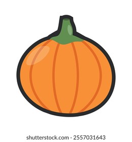 pumpkin fruit with outline in flat vector design