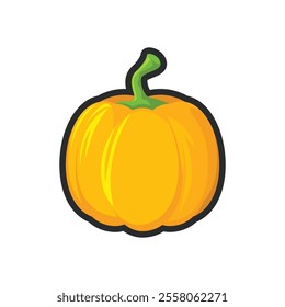 pumpkin fruit with outline in flat vector design.