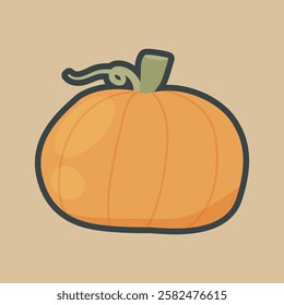 pumpkin fruit with outline flat vector design.