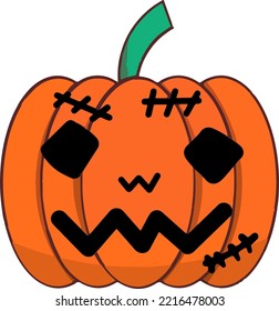Pumpkin fruit with scary face for halloween