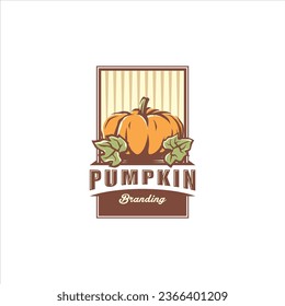 Pumpkin Fruit Vegetable Logo Design Vector Image