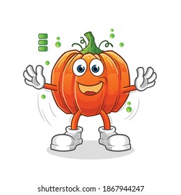 pumpkin full battery character. cartoon mascot vector