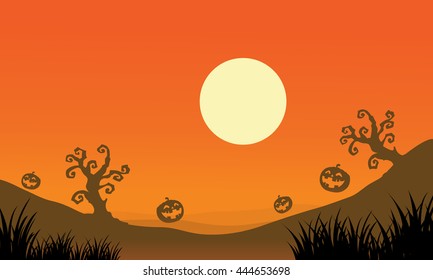 Pumpkin and full moon Halloween bakcgrounds illustration