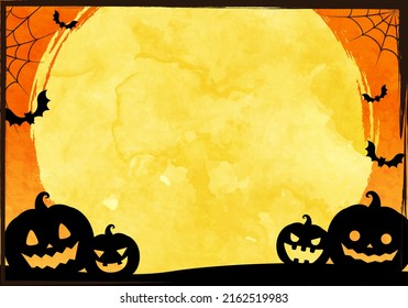 Pumpkin and full moon Halloween vector illustration