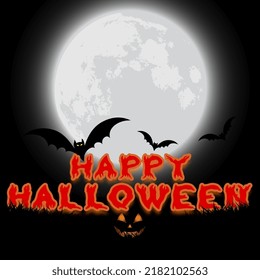 Pumpkin at full moon in Scary Night - Halloween Fond