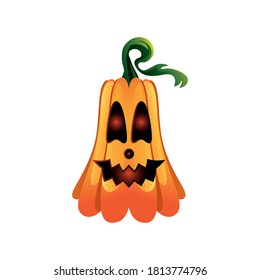 pumpkin with funny face for halloween over white background vector illustration design
