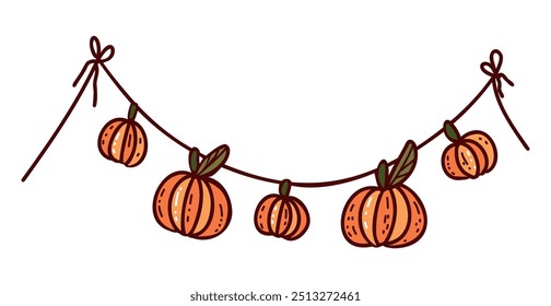 Garland de abóbora para Halloween ou Dia de Ação de Graças decoração em estilo colorido bonito