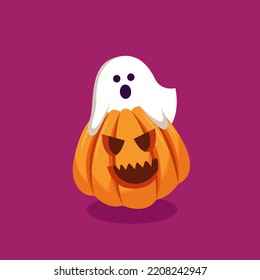 Pumpkin Ghost Character Design Illustration