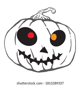 Pumpkin and ghost face. Silhouette drawing.