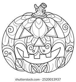 Pumpkin Ghost hand drawn for adult coloring book