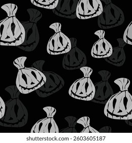 pumpkin ghost pattern in black background