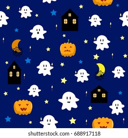 Pumpkin ghost seamless pattern vector
