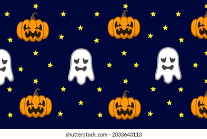 pumpkin ghost and spirits cartoon pattern background for halloween day