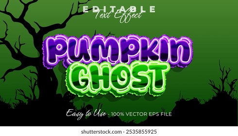 Pumpkin Ghost typography, 3D Halloween editable text effect