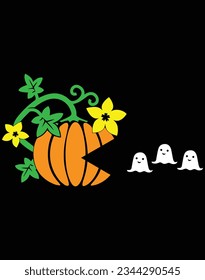 Pumpkin ghosts EPS file for cutting machine. You can edit and print this vector art with EPS editor. svg
